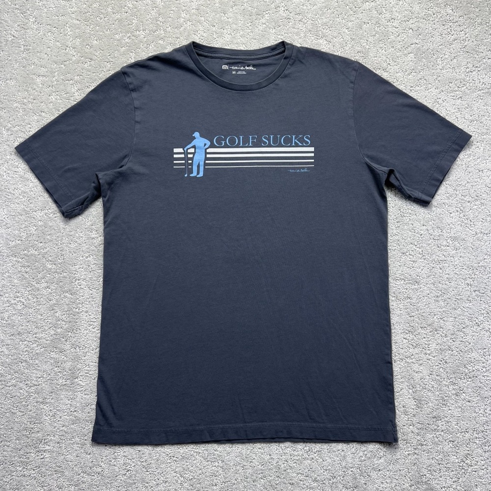 TravisMathew T-Shirt Mens M Gray Blue Golf Sucks Graphic Pima Cotton Streetwear